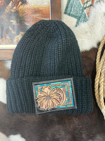 The Pansy Beanie- Black by The Rodeo Rose