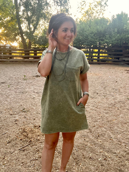 T-Shirt Dress-Olive