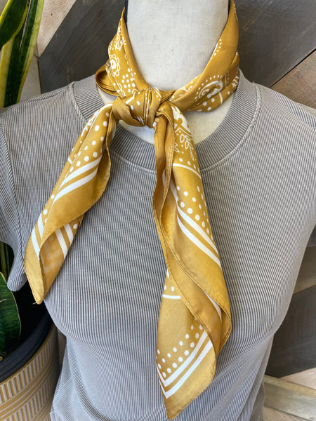 Small Bandana Print Wildrag- Mustard