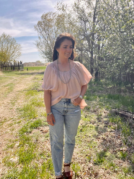 Puff Sleeve Top- Almond
