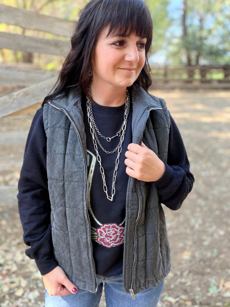 Quay Quilted Vest-Charcoal