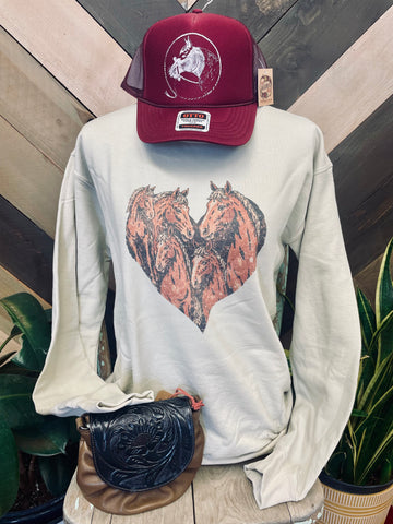 Horses In A Heart Graphic Sweatshirt
