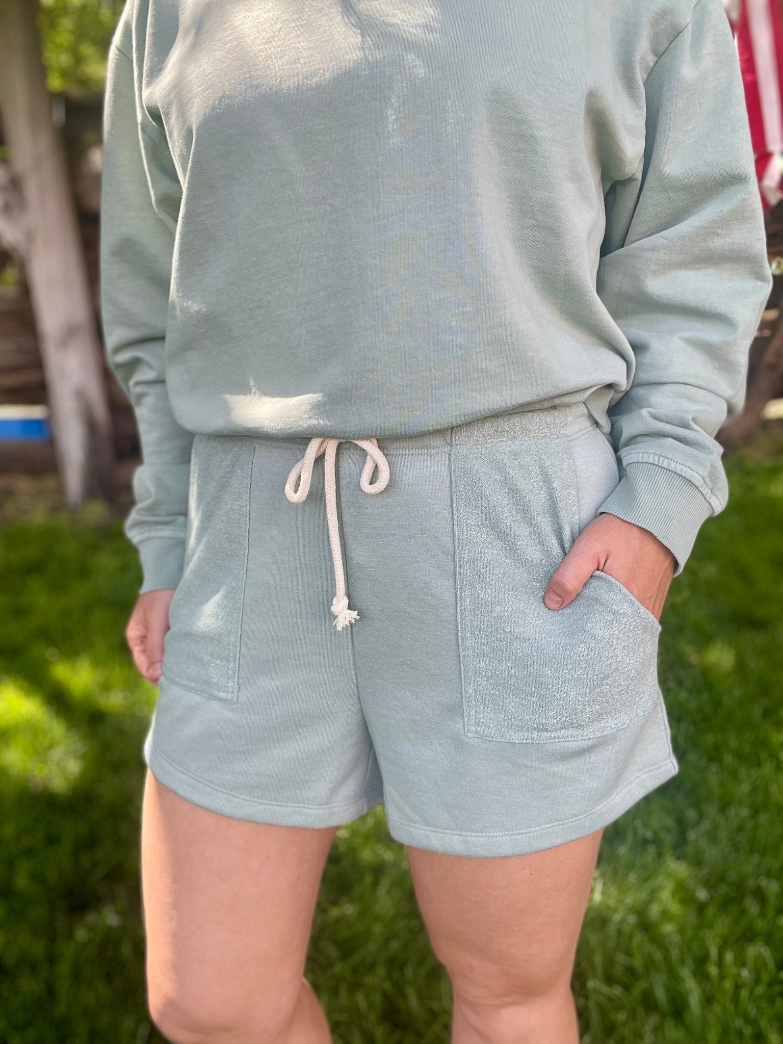 Basic Draw String Shorts- Sage