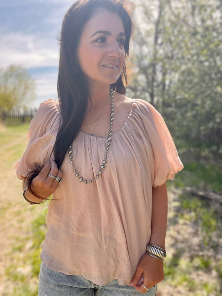 Puff Sleeve Top- Almond