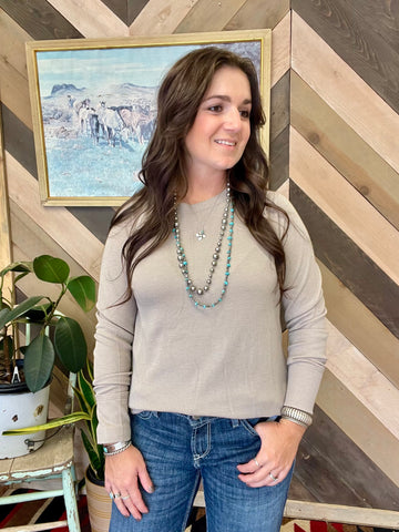 Waffle Knit Top- Mocha