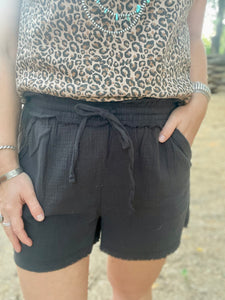 Breeze Elastic Waistband Shorts- Black