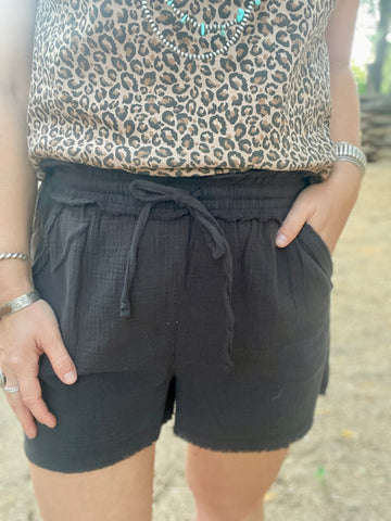 Breeze Elastic Waistband Shorts- Black