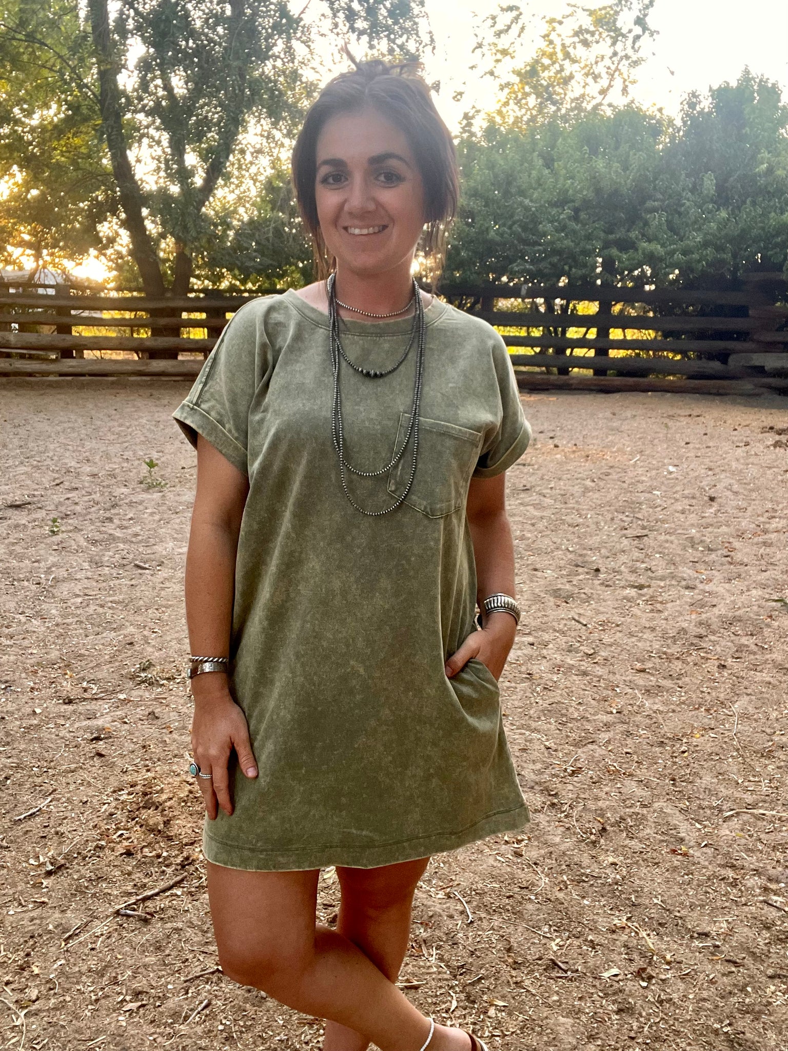 T-Shirt Dress-Olive