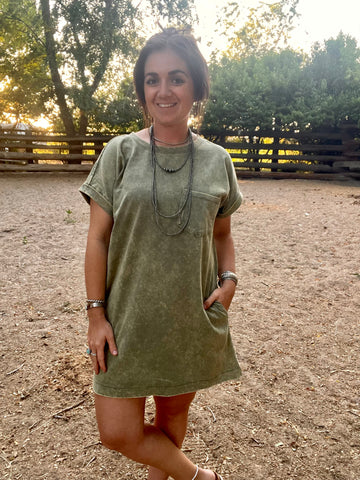 T-Shirt Dress-Olive