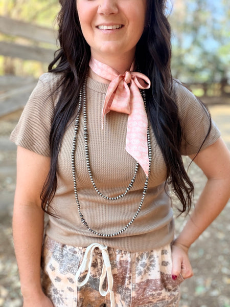 Waffle Basic Short Sleeve Shirt- Mocha