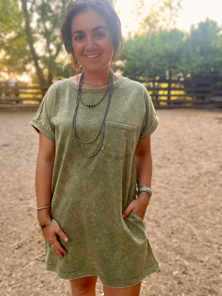 T-Shirt Dress-Olive