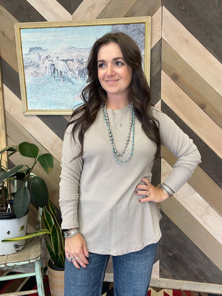 Waffle Knit Top- Mocha