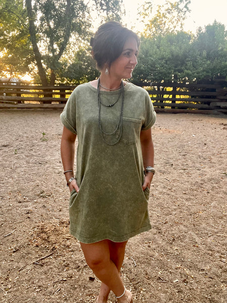 T-Shirt Dress-Olive