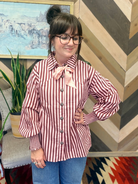 Line Dance Button Up-Wine