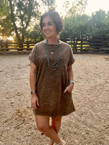 T-Shirt Dress-Brown