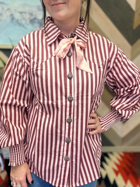 Line Dance Button Up-Wine