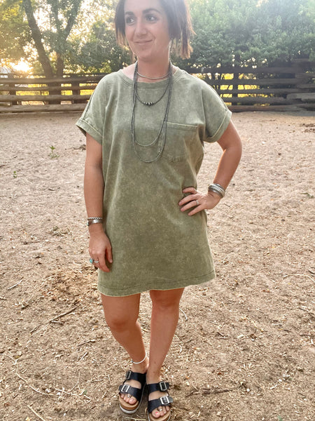T-Shirt Dress-Olive