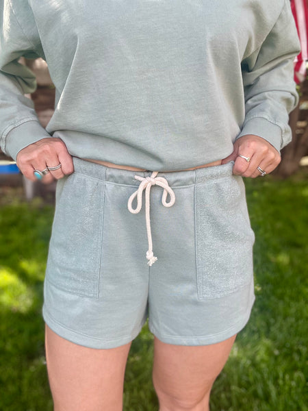 Basic Draw String Shorts- Sage