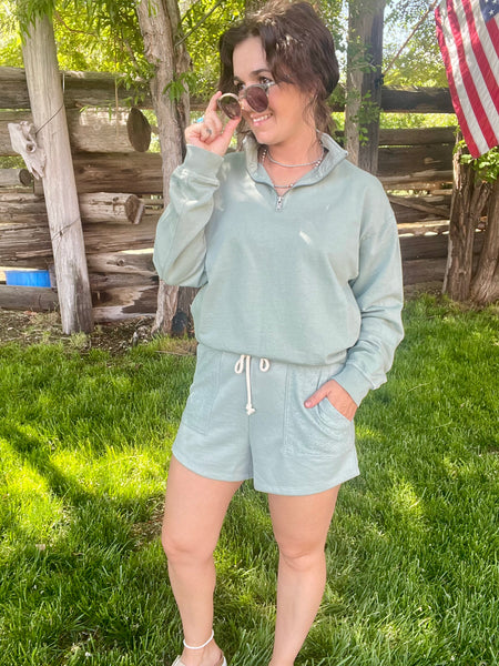 Basic Draw String Shorts- Sage