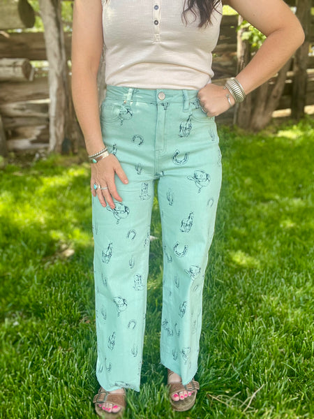 Western Print Pants