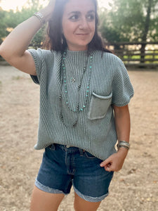 Maddie Sweater Top- Jade