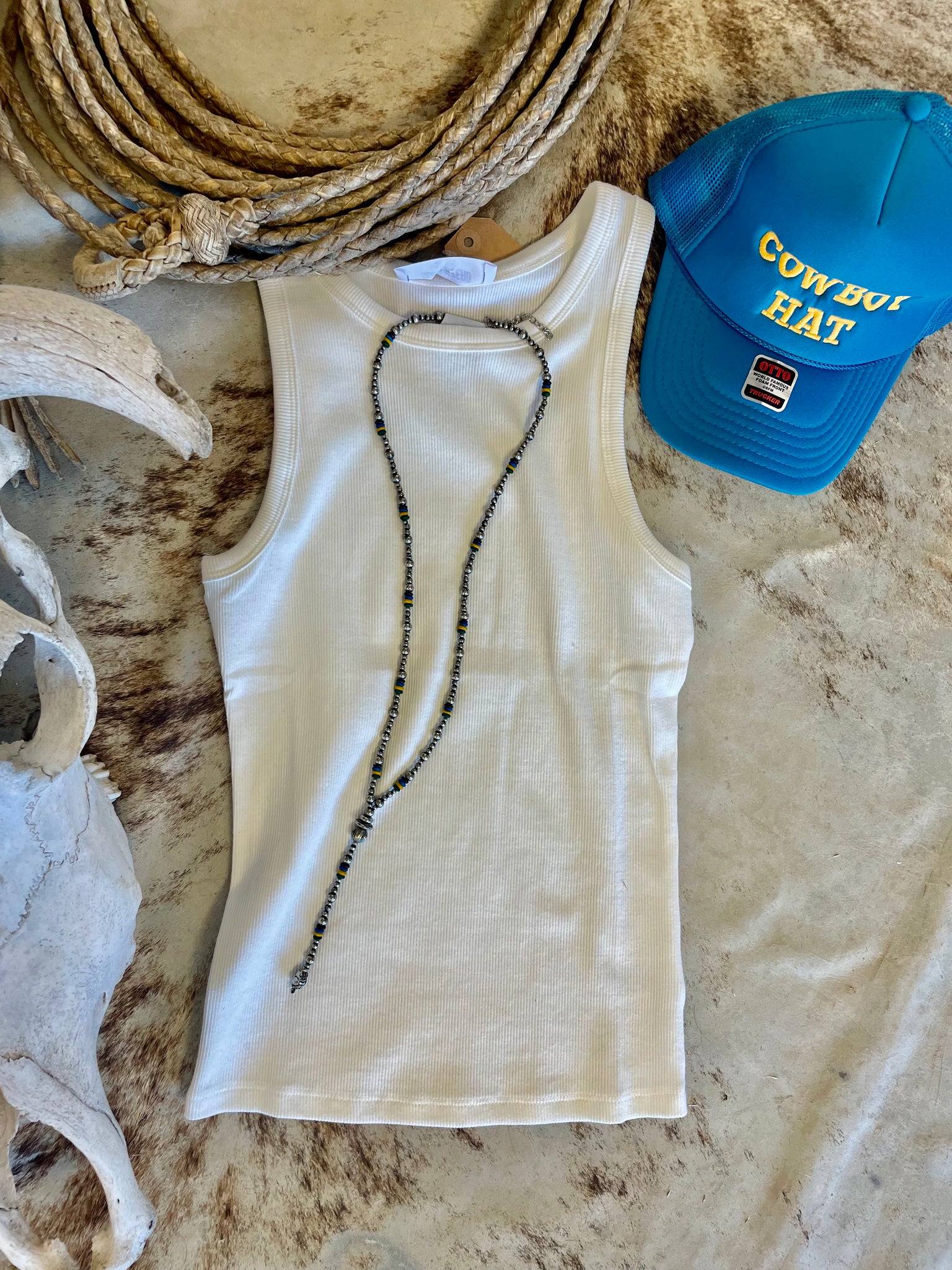 Ribbed Tank Top- Off White