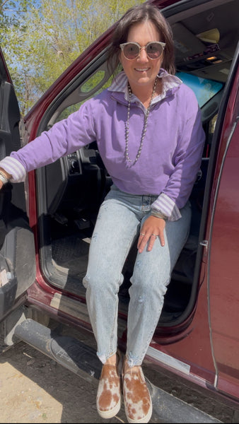 Basic 1/2 Zip Sweatshirt- Lavender