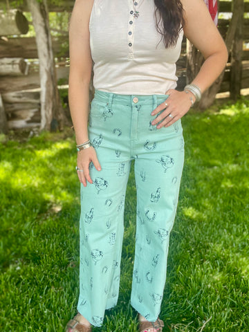 Western Print Pants