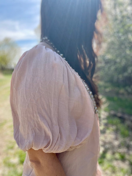 Puff Sleeve Top- Almond