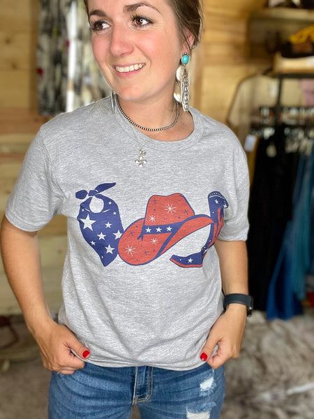 Cowboy Red White & Blue Graphic Tee