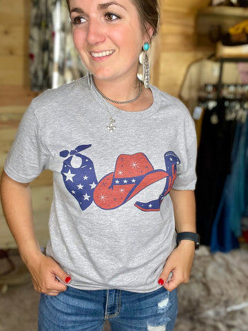 Cowboy Red White & Blue Graphic Tee